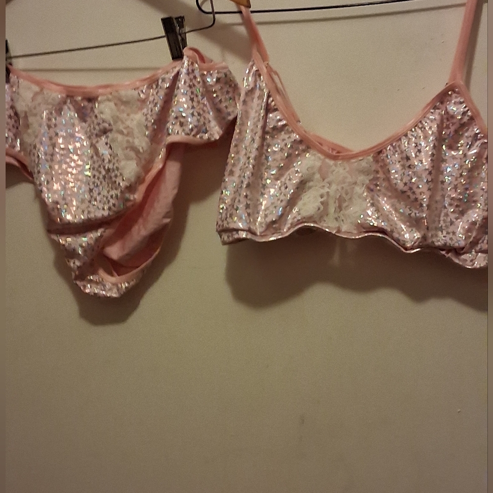 SHEIN Pink Sequin Intimates Set - Picture 2 of 8